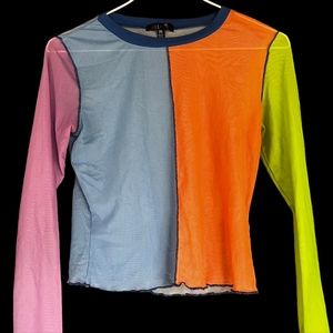 **SOLD** Mesh color block long sleeve